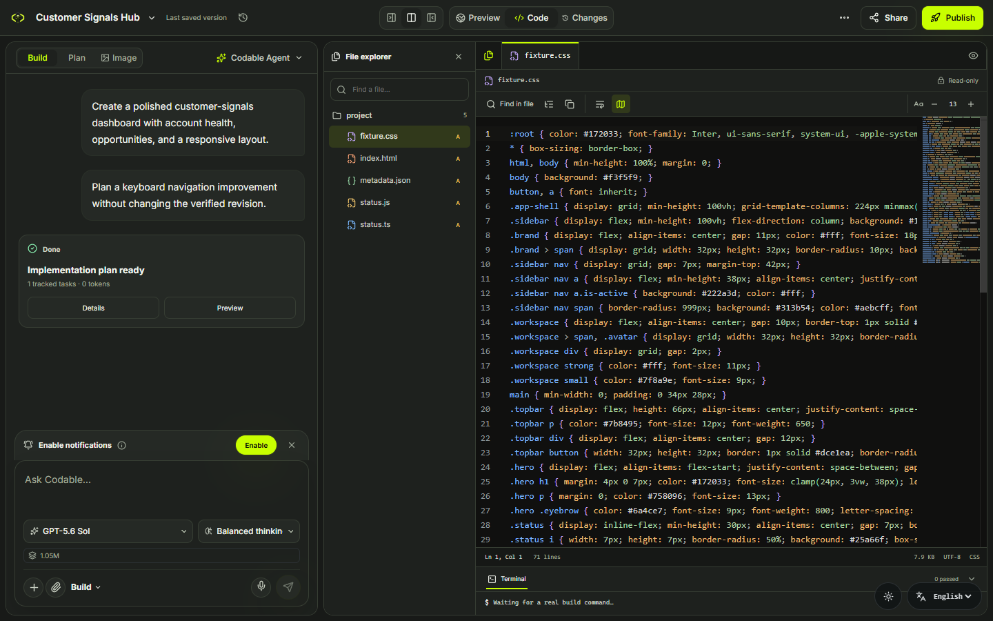 An illustrative view of the Codable workspace