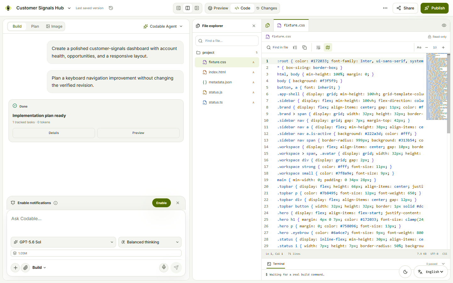 An illustrative view of the Codable workspace